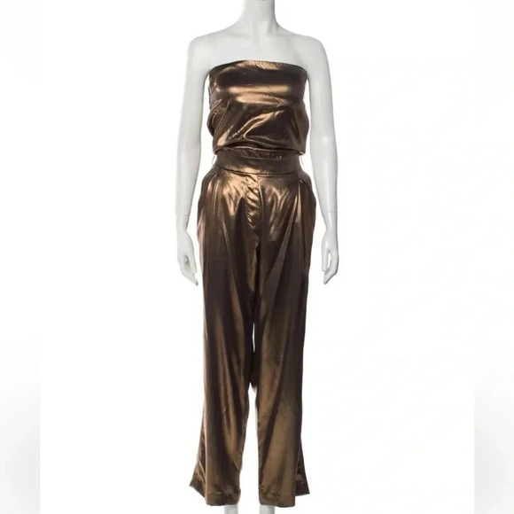Brunello Cucinelli gold metallic jumpsuit size large NWT - Picture 1 of 10